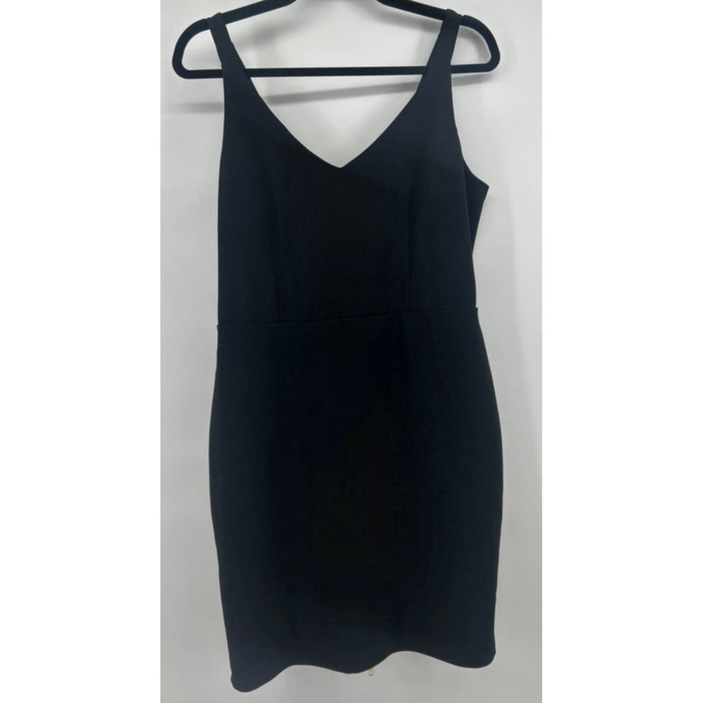 bebe Y2K Black Bodycon Mini Dress Gold Zipper Back LBD Size 12 Party Girl Indie